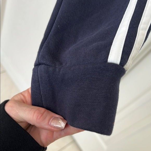 Adidas Navy Crew Neck Sweater with Iconic Stripes - Picture 6 of 8